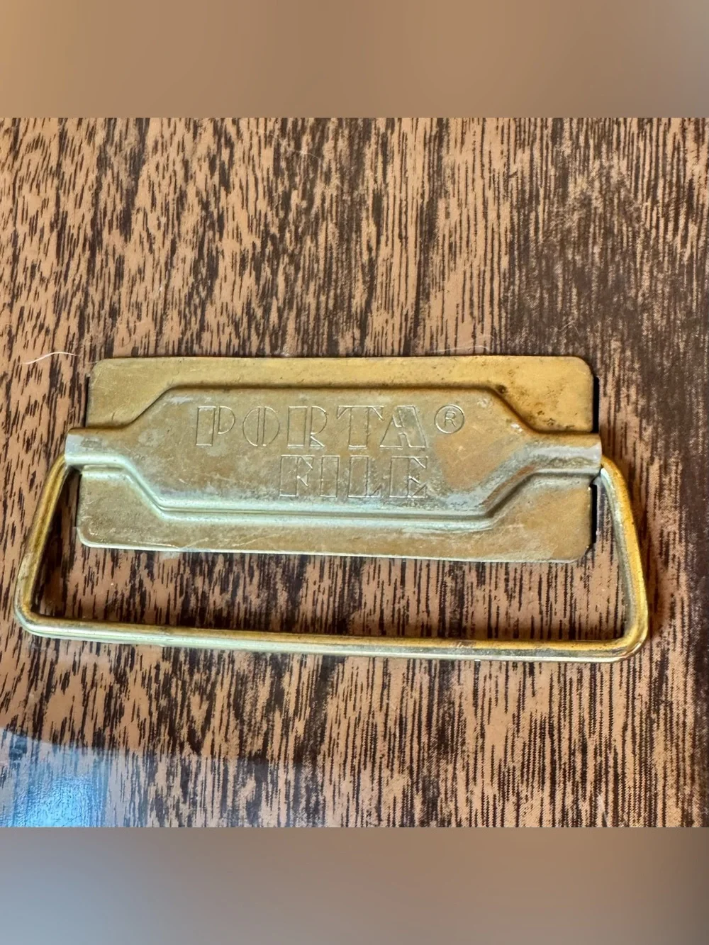 Ballonoff Porta-File VTG Mid-Century Metal Box Woodgrain Design Brass Hardware